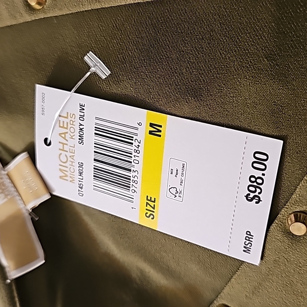Michael Kors NWT Green Shirt Size M - Picture 3 of 6
